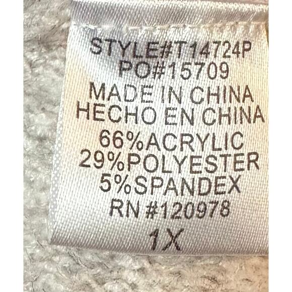 NWT Entro Window Pane Cowl Neck Sweater Beige Cozy Plus Size 1X - Picture 10 of 10